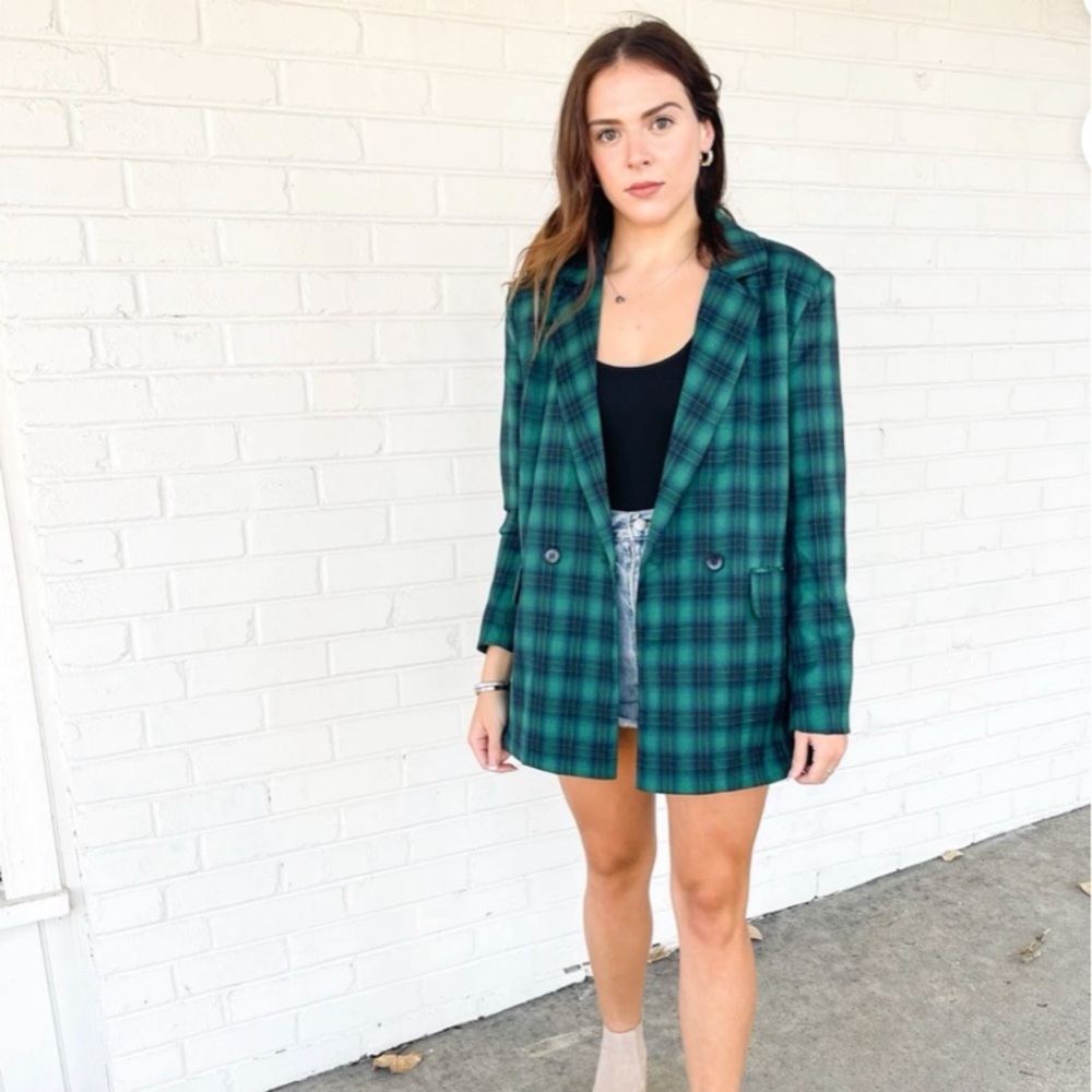 Buddy Love Teal Checkered Blazer